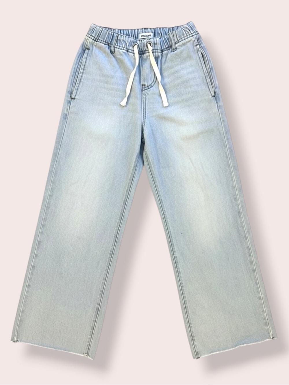 RSQ Girls Extreme Wide-Leg Pull-on Jeans Raw Hem Size Med (10) Light Blue Wash